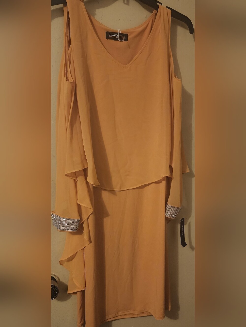 Yellow Cut Out Sleeve Dress